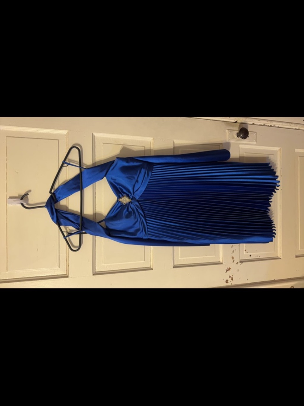 Halter Pleated Cocktail Dress in Royal Blue